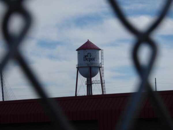 2019: The Roof Depot water tower casts a shadow over Minneapolis’ Public Works Campus in East Phillips